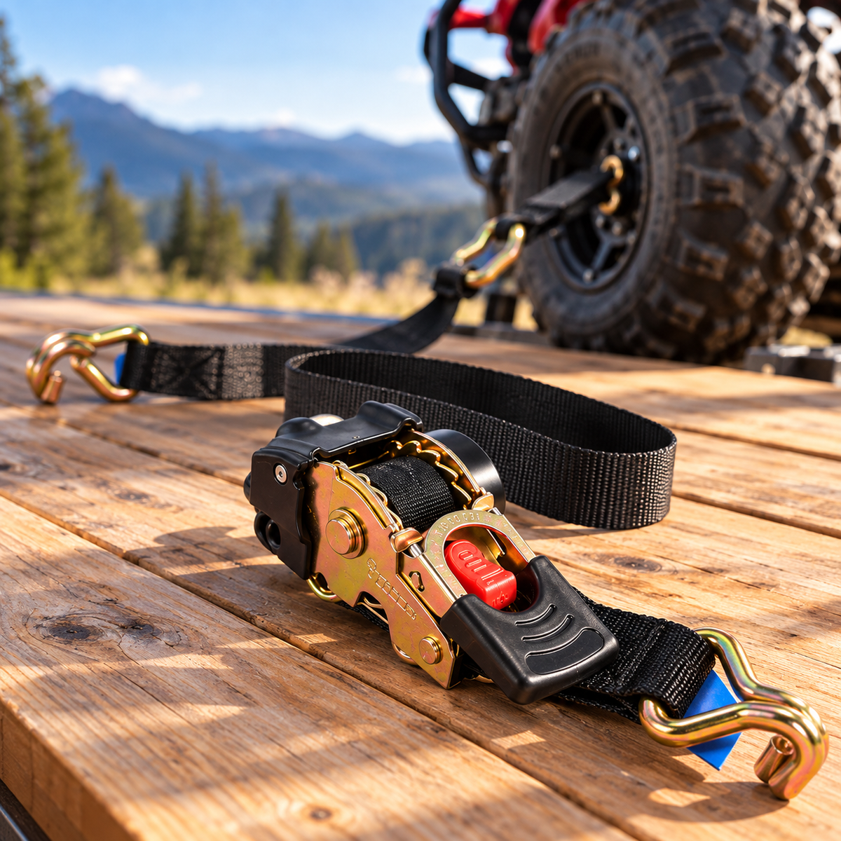 Heavy-Duty Retractable Ratchet Tie-Down Straps