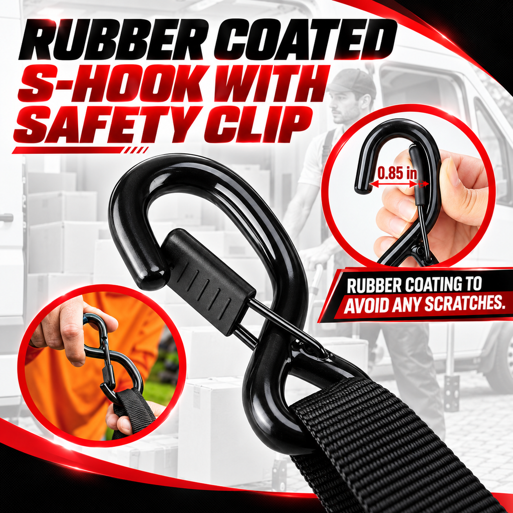 Heavy-Duty Retractable Ratchet Tie-Down Straps