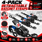 Heavy-Duty Retractable Ratchet Tie-Down Straps
