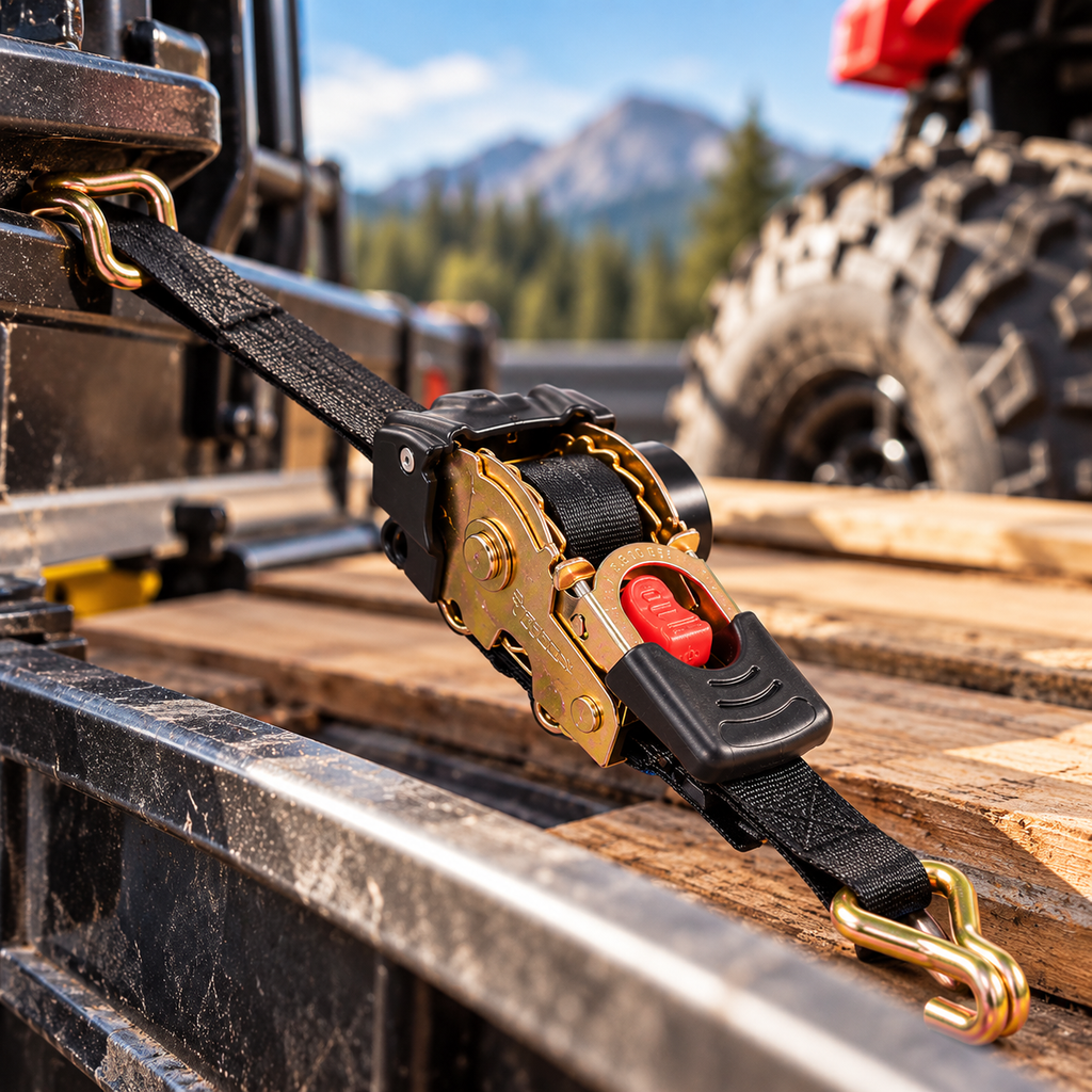 Heavy-Duty Retractable Ratchet Tie-Down Straps