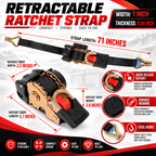 Heavy-Duty Retractable Ratchet Tie-Down Straps