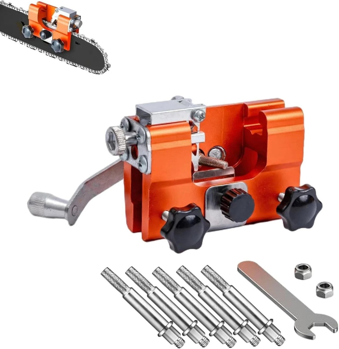 Manual chainsaw chain sharpener — product view
